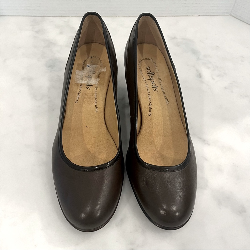 SoftSpots Salma Brown/Blk Napa Leather Pump Stylish Comfort Footbed Size 8